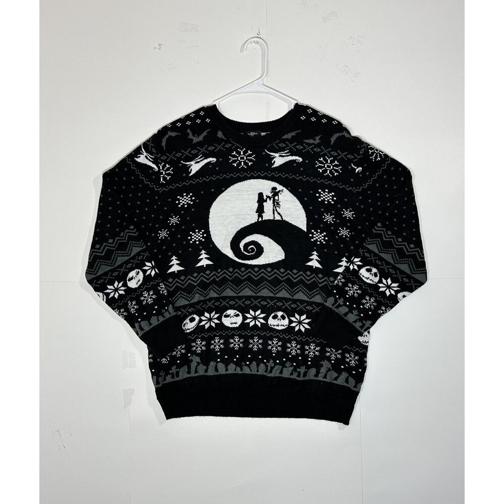Nightmare Before Christmas Jack Sally on Hill Intarsia Holiday Sweater Size 2XL